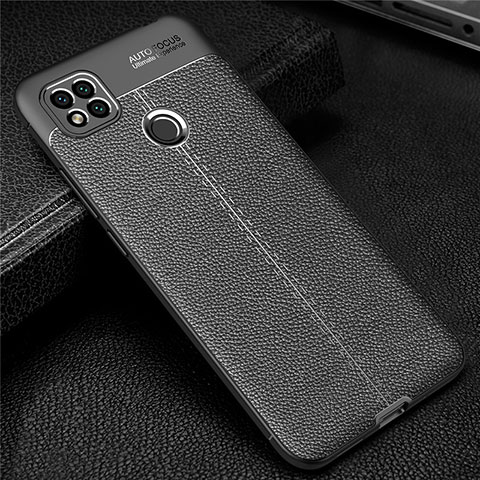 Coque Silicone Gel Motif Cuir Housse Etui pour Xiaomi POCO C31 Noir