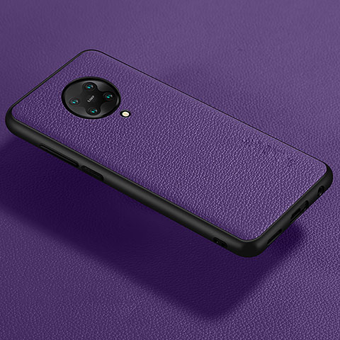 Coque Silicone Gel Motif Cuir Housse Etui pour Xiaomi Poco F2 Pro Violet