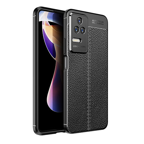 Coque Silicone Gel Motif Cuir Housse Etui pour Xiaomi Poco F4 5G Noir