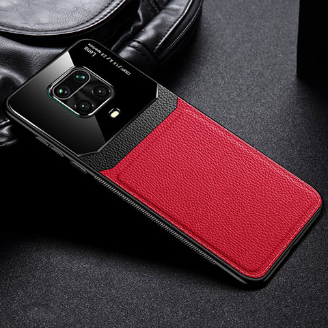 Coque Silicone Gel Motif Cuir Housse Etui pour Xiaomi Poco M2 Pro Rouge