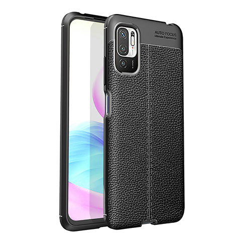 Coque Silicone Gel Motif Cuir Housse Etui pour Xiaomi POCO M3 Pro 5G Noir