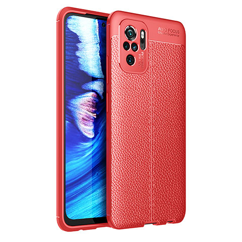 Coque Silicone Gel Motif Cuir Housse Etui pour Xiaomi Poco M5S Rouge