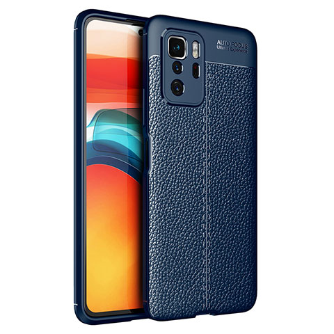 Coque Silicone Gel Motif Cuir Housse Etui pour Xiaomi Poco X3 GT 5G Bleu