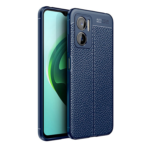 Coque Silicone Gel Motif Cuir Housse Etui pour Xiaomi Redmi 10 Prime Plus 5G Bleu