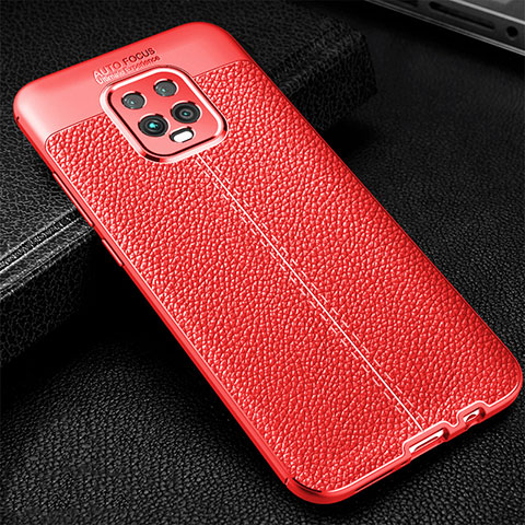 Coque Silicone Gel Motif Cuir Housse Etui pour Xiaomi Redmi 10X Pro 5G Rouge