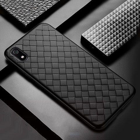 Coque Silicone Gel Motif Cuir Housse Etui pour Xiaomi Redmi 7A Noir