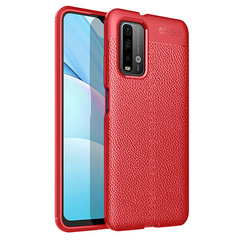 Coque Silicone Gel Motif Cuir Housse Etui pour Xiaomi Redmi 9 Power Rouge