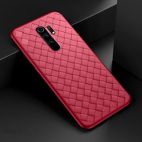 Coque Silicone Gel Motif Cuir Housse Etui pour Xiaomi Redmi 9 Rouge