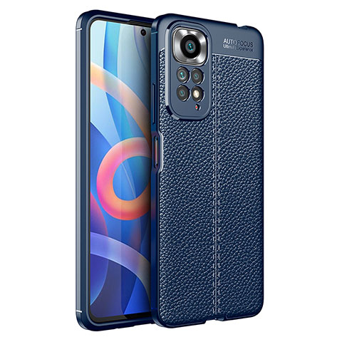 Coque Silicone Gel Motif Cuir Housse Etui pour Xiaomi Redmi Note 11S 4G Bleu