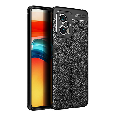 Coque Silicone Gel Motif Cuir Housse Etui pour Xiaomi Redmi Note 11T Pro 5G Noir