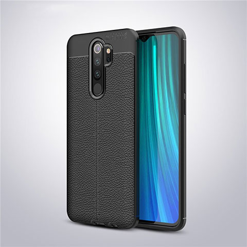 Coque Silicone Gel Motif Cuir Housse Etui pour Xiaomi Redmi Note 8 Pro Noir