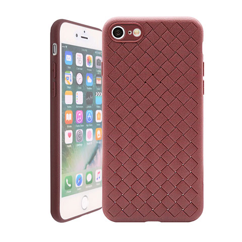 Coque Silicone Gel Motif Cuir Housse Etui S01 pour Apple iPhone 7 Marron