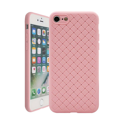 Coque Silicone Gel Motif Cuir Housse Etui S01 pour Apple iPhone SE (2020) Or Rose