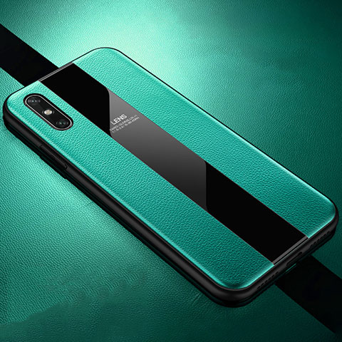 Coque Silicone Gel Motif Cuir Housse Etui S01 pour Huawei Enjoy 10e Vert