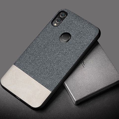 Coque Silicone Gel Motif Cuir Housse Etui S01 pour Huawei Honor 10 Lite Gris