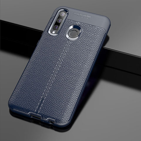 Coque Silicone Gel Motif Cuir Housse Etui S01 pour Huawei Honor 20E Bleu