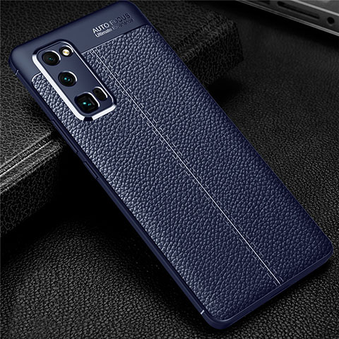 Coque Silicone Gel Motif Cuir Housse Etui S01 pour Huawei Honor 30 Pro+ Plus Bleu