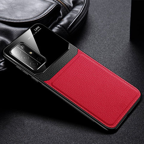 Coque Silicone Gel Motif Cuir Housse Etui S01 pour Huawei Honor 30S Rouge