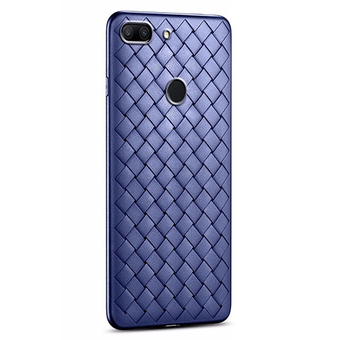 Coque Silicone Gel Motif Cuir Housse Etui S01 pour Huawei Honor 9 Lite Bleu