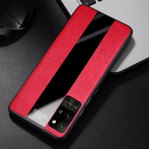 Coque Silicone Gel Motif Cuir Housse Etui S01 pour Huawei Honor Play4 Pro 5G Rouge