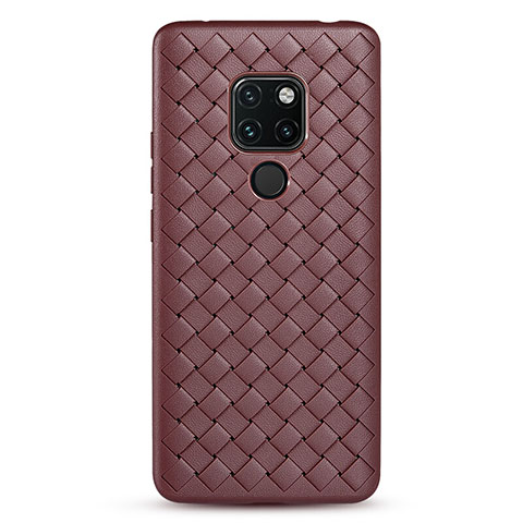 Coque Silicone Gel Motif Cuir Housse Etui S01 pour Huawei Mate 20 Marron