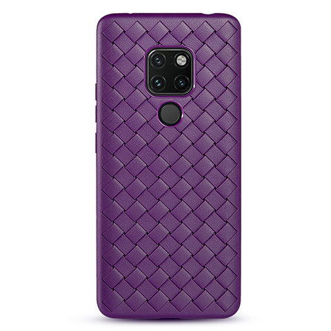 Coque Silicone Gel Motif Cuir Housse Etui S01 pour Huawei Mate 20 Violet