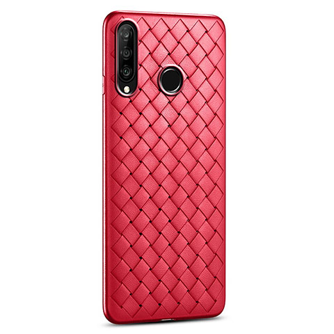 Coque Silicone Gel Motif Cuir Housse Etui S01 pour Huawei Nova 4e Rouge