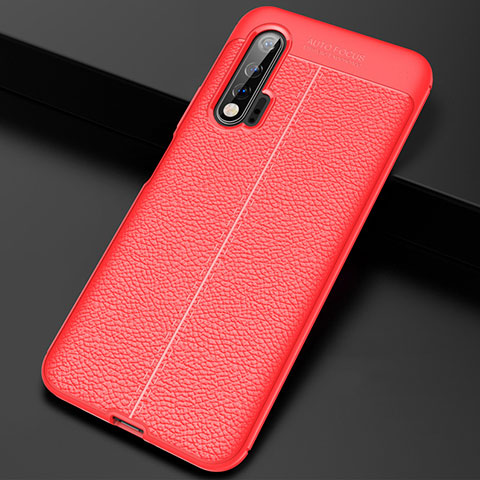 Coque Silicone Gel Motif Cuir Housse Etui S01 pour Huawei Nova 6 Rouge