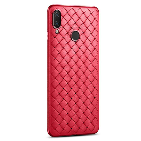 Coque Silicone Gel Motif Cuir Housse Etui S01 pour Huawei P Smart (2019) Rouge