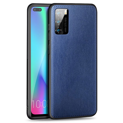 Coque Silicone Gel Motif Cuir Housse Etui S01 pour Huawei P40 Bleu