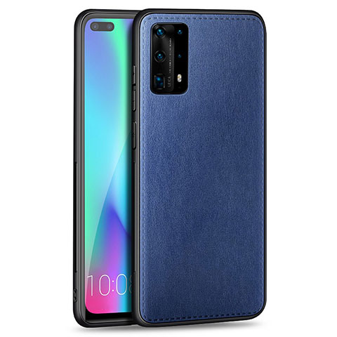 Coque Silicone Gel Motif Cuir Housse Etui S01 pour Huawei P40 Pro+ Plus Bleu