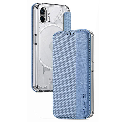 Coque Silicone Gel Motif Cuir Housse Etui S01 pour Nothing Phone 2 Bleu