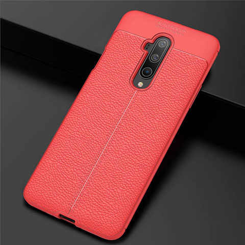 Coque Silicone Gel Motif Cuir Housse Etui S01 pour OnePlus 7T Pro 5G Rouge