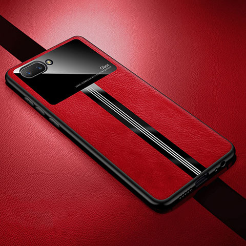 Coque Silicone Gel Motif Cuir Housse Etui S01 pour Oppo A12e Rouge