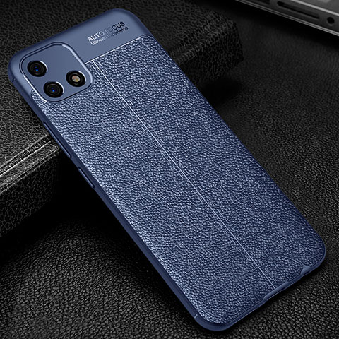 Coque Silicone Gel Motif Cuir Housse Etui S01 pour Oppo A16K Bleu