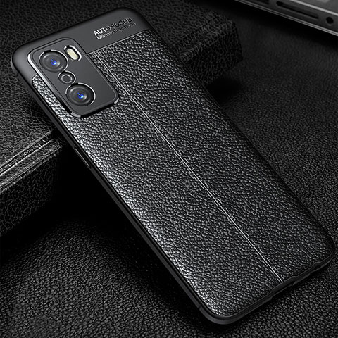 Coque Silicone Gel Motif Cuir Housse Etui S01 pour Oppo A55S 5G Noir