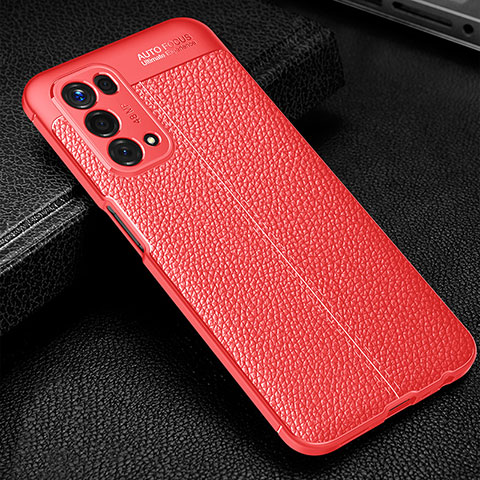 Coque Silicone Gel Motif Cuir Housse Etui S01 pour Oppo A74 5G Rouge