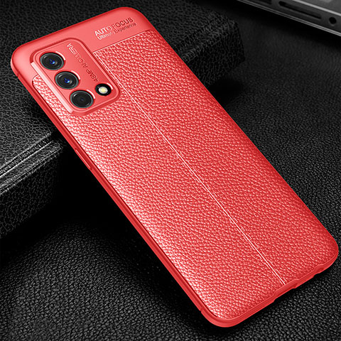 Coque Silicone Gel Motif Cuir Housse Etui S01 pour Oppo F19 Rouge