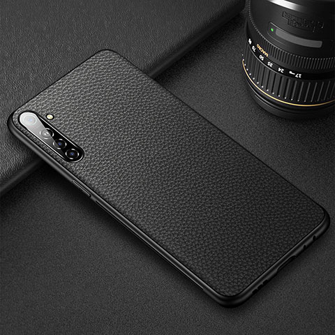 Coque Silicone Gel Motif Cuir Housse Etui S01 pour Oppo K5 Noir