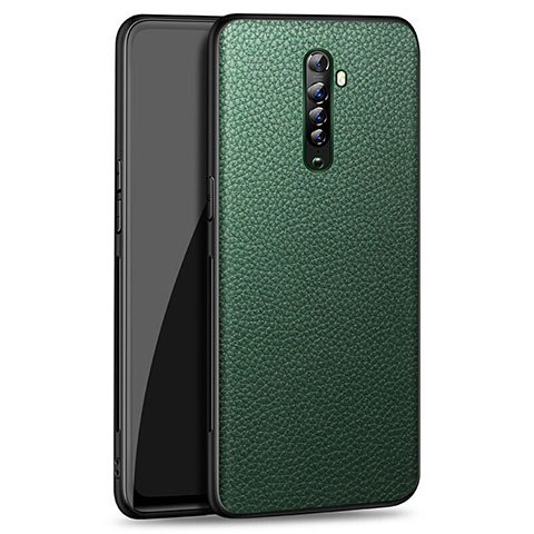 Coque Silicone Gel Motif Cuir Housse Etui S01 pour Oppo Reno2 Vert