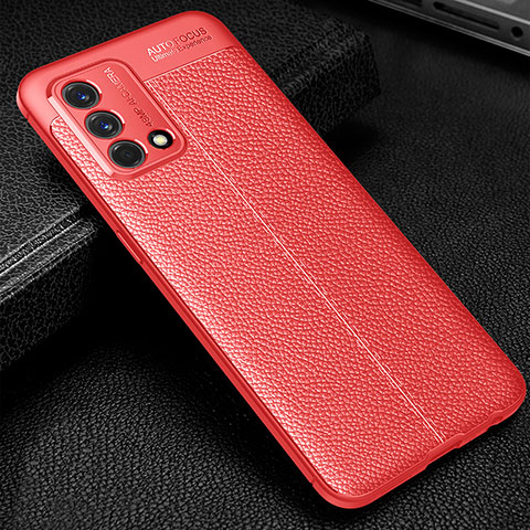 Coque Silicone Gel Motif Cuir Housse Etui S01 pour Oppo Reno6 Lite Rouge