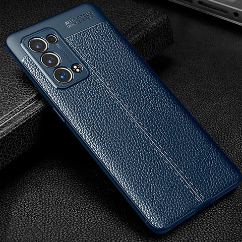 Coque Silicone Gel Motif Cuir Housse Etui S01 pour Oppo Reno6 Pro 5G Bleu