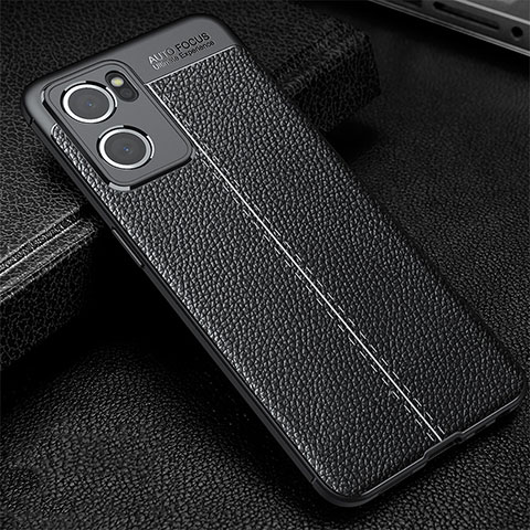 Coque Silicone Gel Motif Cuir Housse Etui S01 pour Oppo Reno7 5G Noir