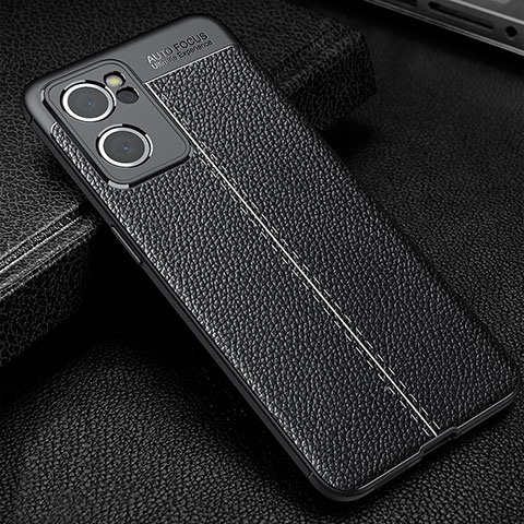 Coque Silicone Gel Motif Cuir Housse Etui S01 pour Oppo Reno7 SE 5G Noir