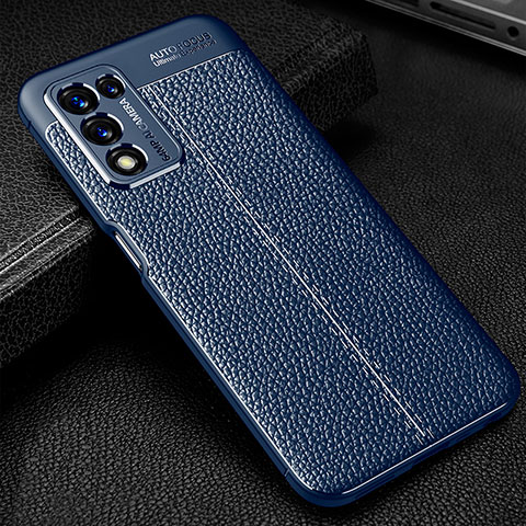 Coque Silicone Gel Motif Cuir Housse Etui S01 pour Realme 9 SE 5G Bleu