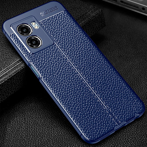 Coque Silicone Gel Motif Cuir Housse Etui S01 pour Realme V23 5G Bleu