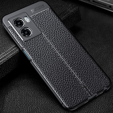 Coque Silicone Gel Motif Cuir Housse Etui S01 pour Realme V23 5G Noir