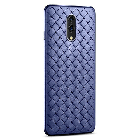 Coque Silicone Gel Motif Cuir Housse Etui S01 pour Realme X Bleu