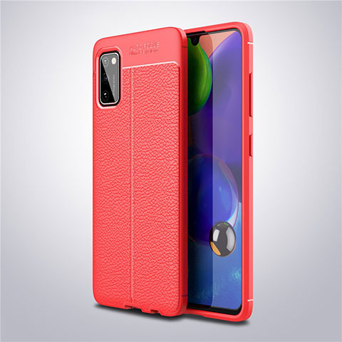 Coque Silicone Gel Motif Cuir Housse Etui S01 pour Samsung Galaxy A41 Rouge