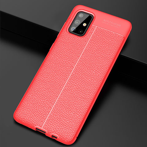 Coque Silicone Gel Motif Cuir Housse Etui S01 pour Samsung Galaxy A71 5G Rouge